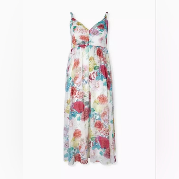 torrid Dresses & Skirts - EUC Torrid Size 00 Large Floral Chiffon Maxi Dress - Multicolor